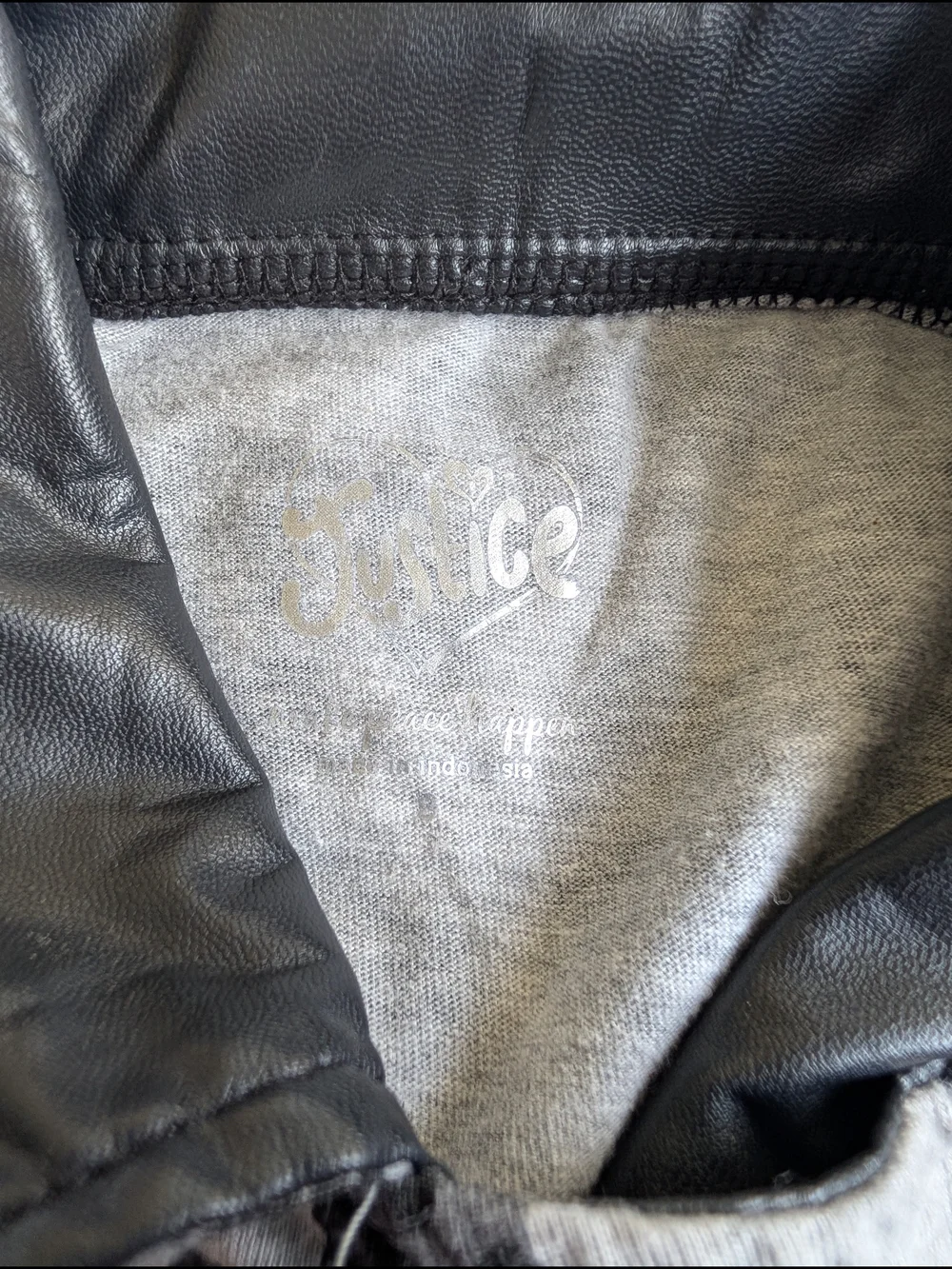 Justice Black Faux Leather Trim Grey Interior Jacket